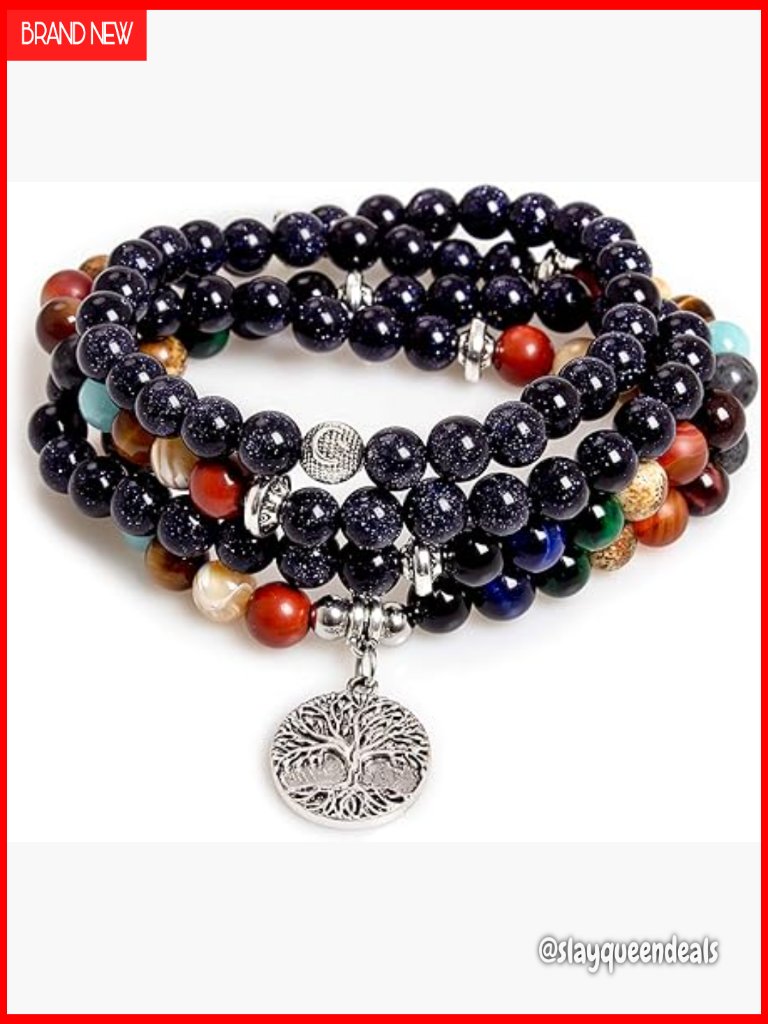 108 Mala Beads Prayer Necklace Buddhist Chakra Yoga Balancing Stone
